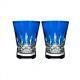 Waterford Lismore Pops Cobalt Double Old Fashioned Set of 4