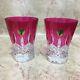 Waterford Lismore Pops Pink Double Old Fashioned Glasses, Pair 40019540 Nwt