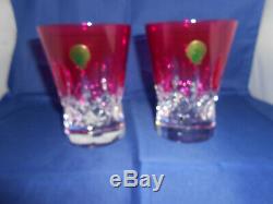 Waterford Lismore Pops Pink Double Old Fashioned Glasses Set 0f 2 New