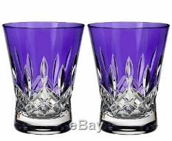 Waterford Lismore Pops Purple DOF Double Old Fashioned 2 Glasses New In Box