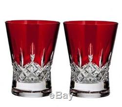 Waterford Lismore Pops Red Double Old Fashioned DOF SET/2 Glasses #40026612 New