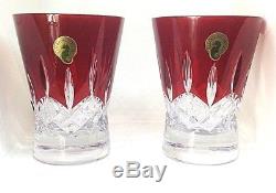 Waterford Lismore Pops Red SET/2 Double Old Fashioned Glasses #40026612 No Box