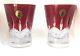 Waterford Lismore Pops Red SET/2 Double Old Fashioned Glasses #40026612 No Box
