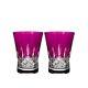 Waterford Lismore Pops Set of 2 Double Old Fashioned Glasses Hot Pink
