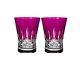 Waterford Lismore Pops Set of 2 Double Old Fashioned Glasses Hot Pink None