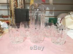 Waterford Lismore crystal double old fashioned 4 Glasses And Martini Pitcher