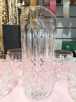 Waterford Lismore crystal double old fashioned 4 Glasses And Martini Pitcher