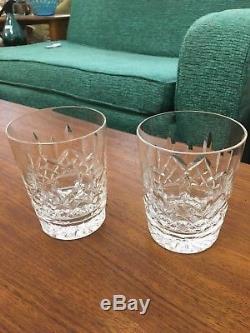 Waterford Lismore crystal double old fashioned glasses Pair Signed