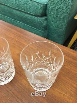 Waterford Lismore crystal double old fashioned glasses Pair Signed