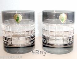 Waterford London Smoke DOF Double Old Fashioned Pair Grid Cut 40018765 New