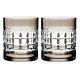 Waterford London Smoke DOF SET/2 Double Old Fashioned Grid Cut 40018765 New