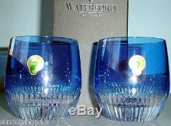 Waterford MIXOLOGY Argon BLUE Tumbler /Double Old Fashioned Glasses PAIR (2) New
