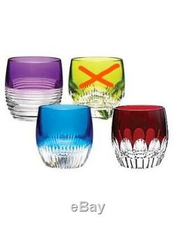 Waterford MIXOLOGY SET / 3 Double Old Fashioned Mixed Color Glass Tumblers