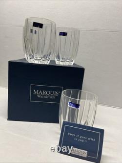 Waterford Marquis Set 4 Brookside Oversized Crystal Double Old Fashioned Glasses