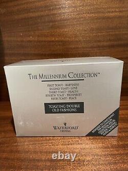 Waterford Millennium 2 Double Old Fashioned Happiness First Toast Glasses NIB