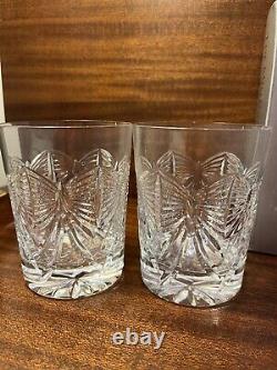 Waterford Millennium 2 Double Old Fashioned Happiness First Toast Glasses NIB