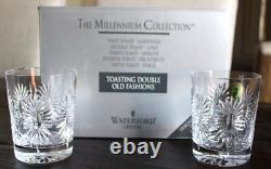 Waterford Millennium 2 Double Old Fashioned Third Toast Health Glasses NIB