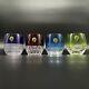 Waterford Mixology 4 Double Old Fashioned Mixed Color Glasses Cut Clear Crystal