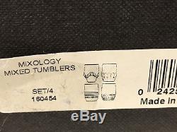 Waterford Mixology Mixed Clear Color Tumblers Double Old Fashioned Set Of 4 New