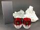 Waterford Mixology Talon Red Set of 2 Double Old Fashioned DOF Glasses Tumblers