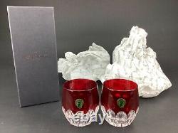 Waterford Mixology Talon Red Set of 2 Double Old Fashioned DOF Glasses Tumblers