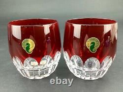 Waterford Mixology Talon Red Set of 2 Double Old Fashioned DOF Glasses Tumblers