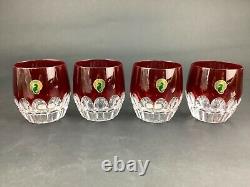 Waterford Mixology Talon Red Set of 4 Double Old Fashioned DOF Glasses Tumblers