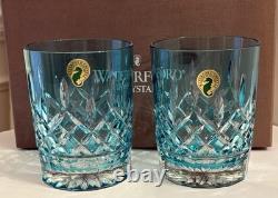 Waterford Original Lismore Double Old Fashioned DOF Glasses Aqua New In Box