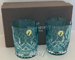 Waterford Original Lismore Double Old Fashioned DOF Glasses Aqua New In Box