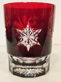Waterford SNOWFLAKE Snow Crystals RUBY Red Whiskey DOF Double Old Fashioned