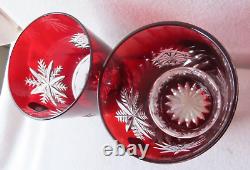 Waterford SNOWFLAKE Snow Crystals RUBY Red Whiskey Double Old Fashioned Lot 2