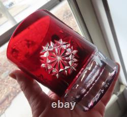 Waterford SNOWFLAKE Snow Crystals RUBY Red Whiskey Double Old Fashioned Lot 2