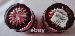 Waterford SNOWFLAKE Snow Crystals RUBY Red Whiskey Double Old Fashioned Lot 2