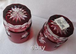 Waterford SNOWFLAKE Snow Crystals RUBY Red Whiskey Double Old Fashioned Lot 2