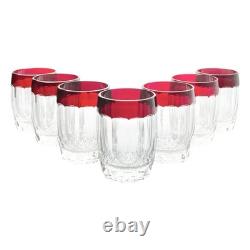 Waterford Simply Red 7 Crystal Double Old Fashioned Tumbler Glasses 4.25 12oz