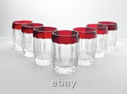Waterford Simply Red 7 Crystal Double Old Fashioned Tumbler Glasses 4.25 12oz