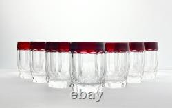 Waterford Simply Red 7 Crystal Double Old Fashioned Tumbler Glasses 4.25 12oz
