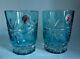 Waterford Snow Crystals Aqua Double Old Fashioned Glasses Set Of 2
