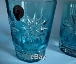 Waterford Snow Crystals Aqua Double Old Fashioned Glasses Set Of 2