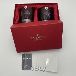 Waterford Snow Crystals Red Double Old Fashioned Glasses with Box (Pair)