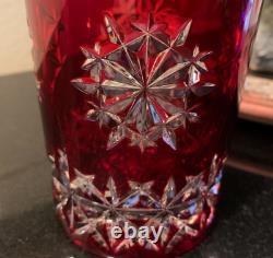 Waterford Snow Crystals Snowflake Ruby Red 4 1/2 Double Old Fashioned Glass