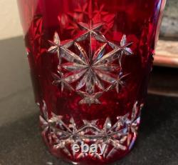 Waterford Snow Crystals Snowflake Ruby Red 4 1/2 Double Old Fashioned Glass