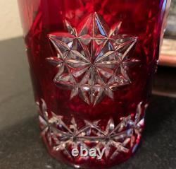 Waterford Snow Crystals Snowflake Ruby Red 4 1/2 Double Old Fashioned Glass