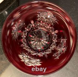 Waterford Snow Crystals Snowflake Ruby Red 4 1/2 Double Old Fashioned Glass