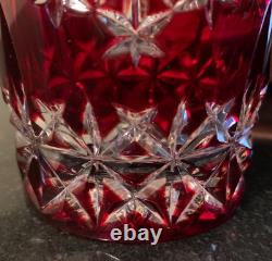 Waterford Snow Crystals Snowflake Ruby Red 4 1/2 Double Old Fashioned Glass