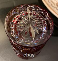 Waterford Snow Crystals Snowflake Ruby Red 4 1/2 Double Old Fashioned Glass