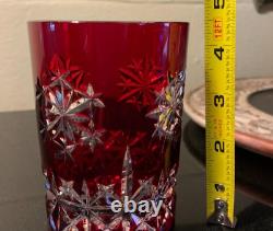 Waterford Snow Crystals Snowflake Ruby Red 4 1/2 Double Old Fashioned Glass