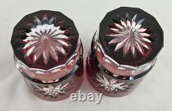 Waterford Snowflake Snow Crystals Ruby Red Whiskey Double Old-Fashioned Set of 2