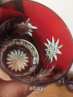 Waterford Snowflake Snow Crystals Ruby Whiskey Double Old Fashion Glasses Set 4