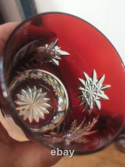 Waterford Snowflake Snow Crystals Ruby Whiskey Double Old Fashion Glasses Set 4